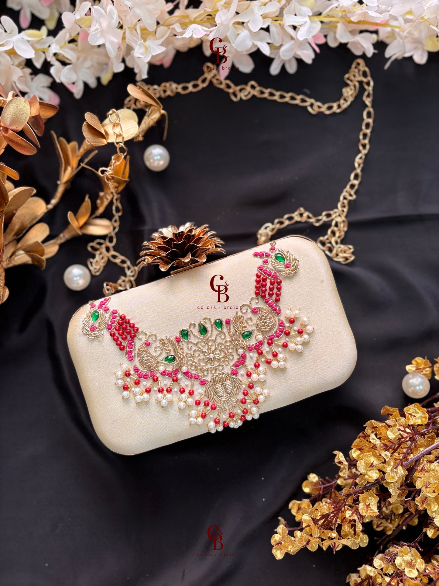 Maya Rectangle Clutch with Lotus lock