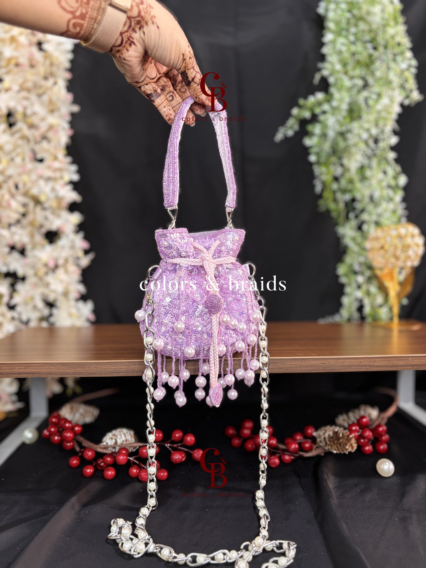 Sequin Pearl Mini Potli