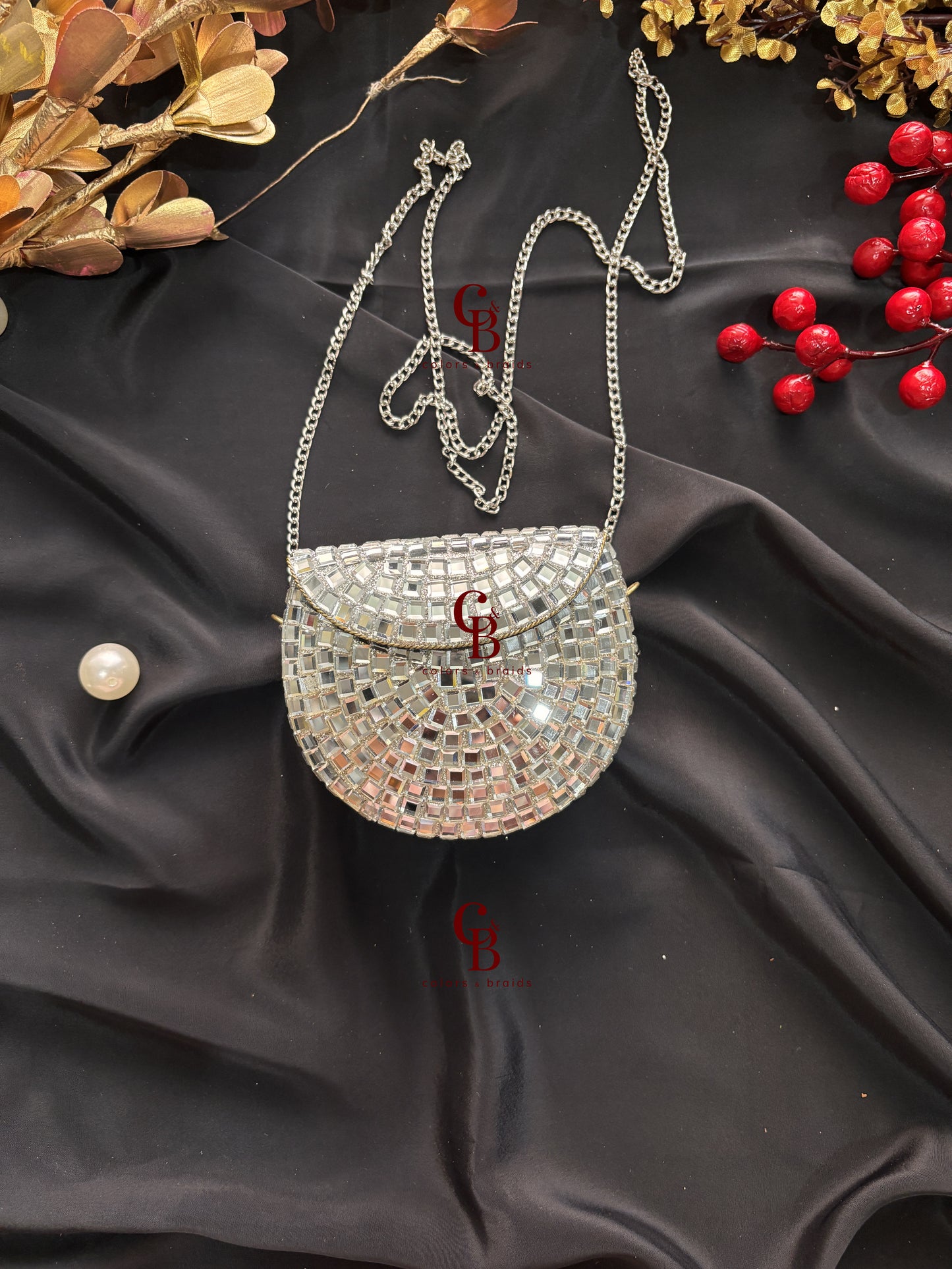 Elina Mirror Kundan Clutch