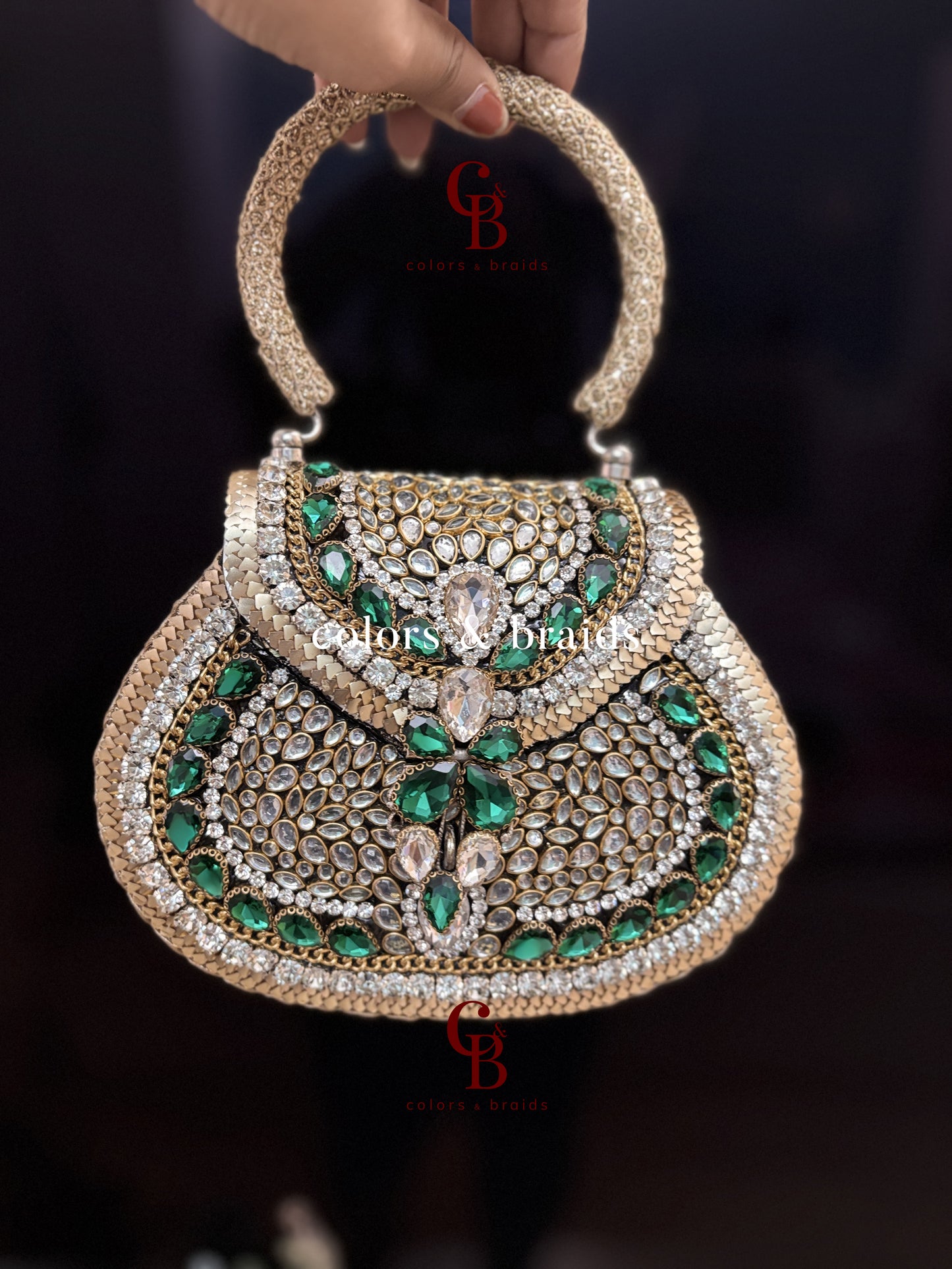 Rajgharana Brass Kundan Clutch