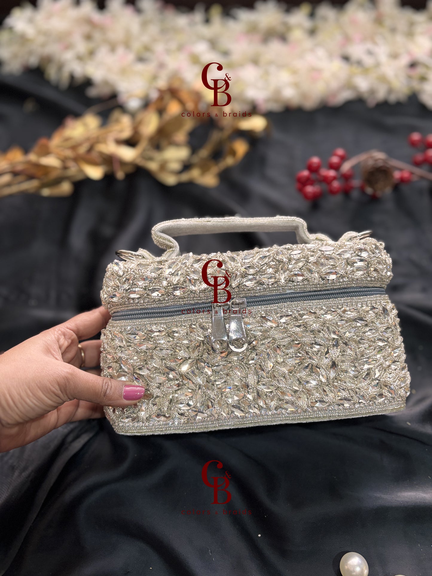 Zaria Crystal Zip Bag