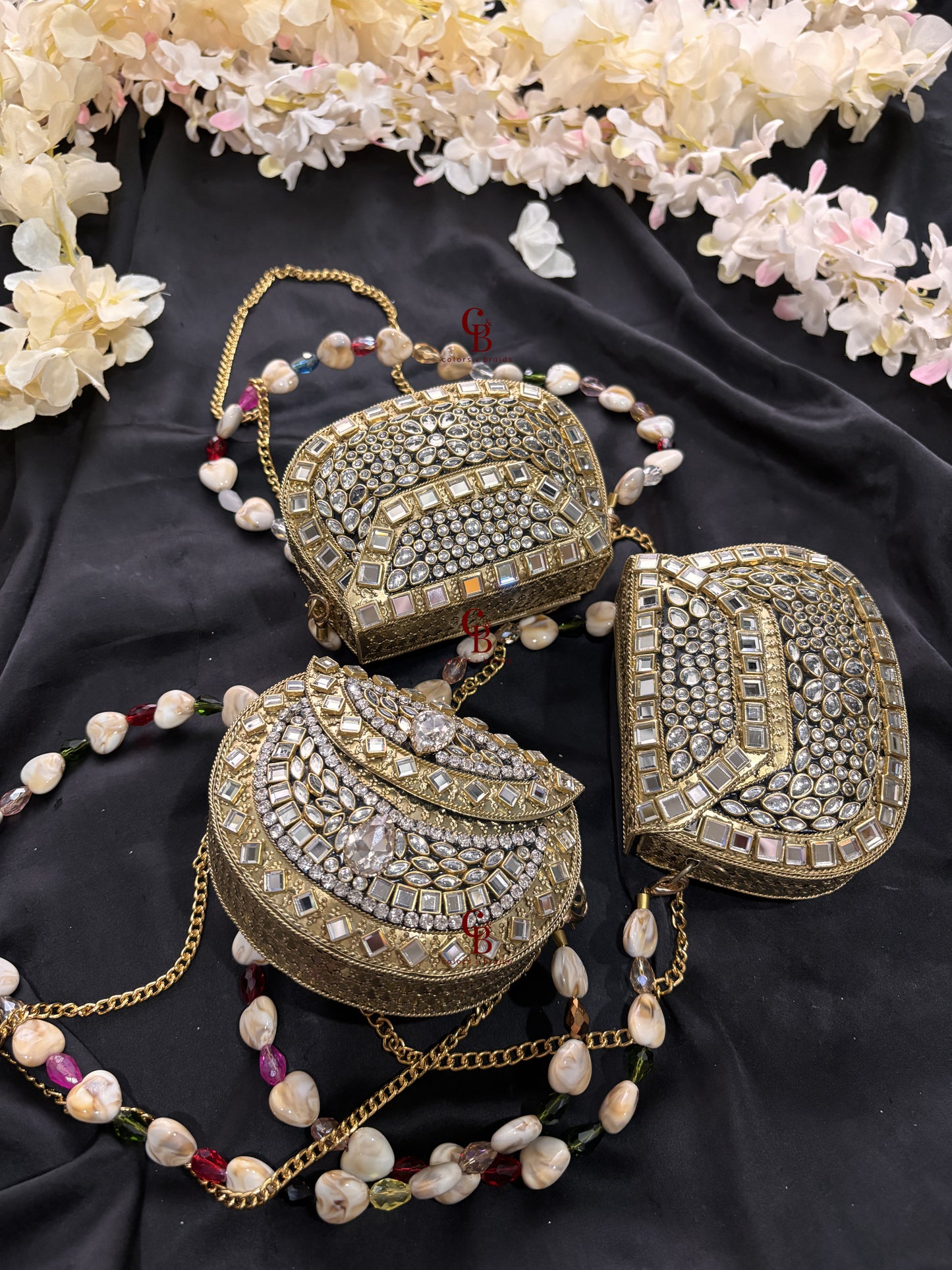 Mini Kundan Brass Clutches
