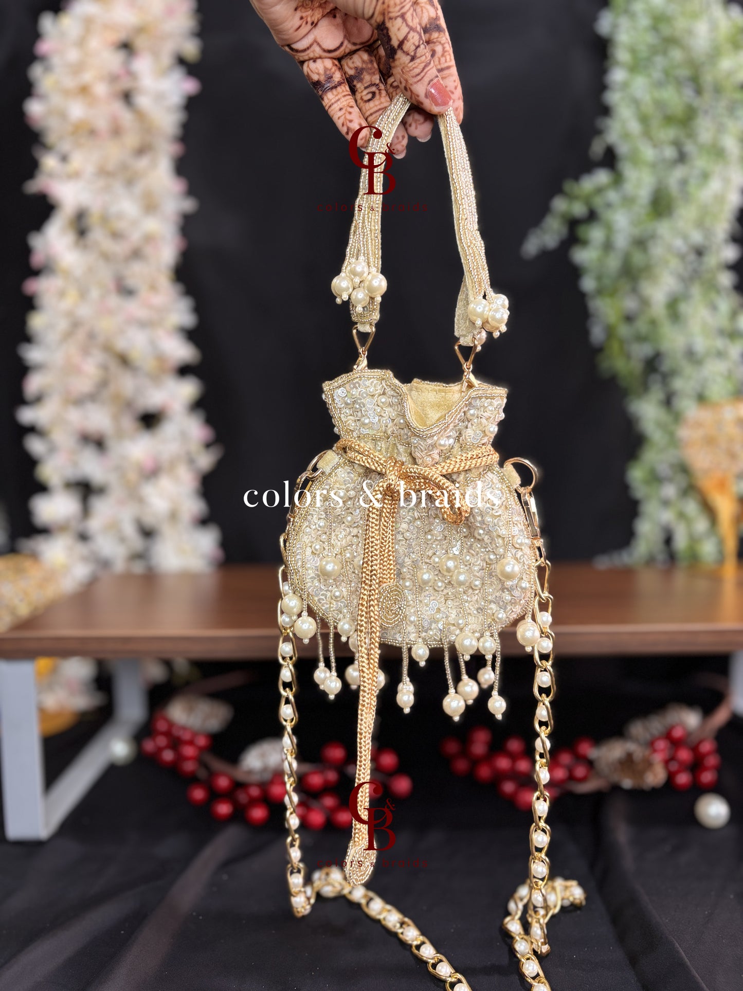 Sequin Pearl Mini Potli