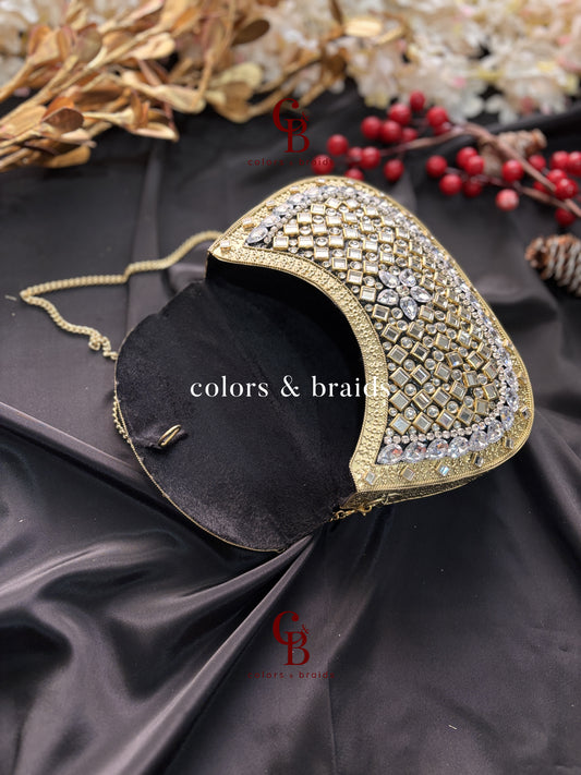 Nora Kundan Metal Clutch