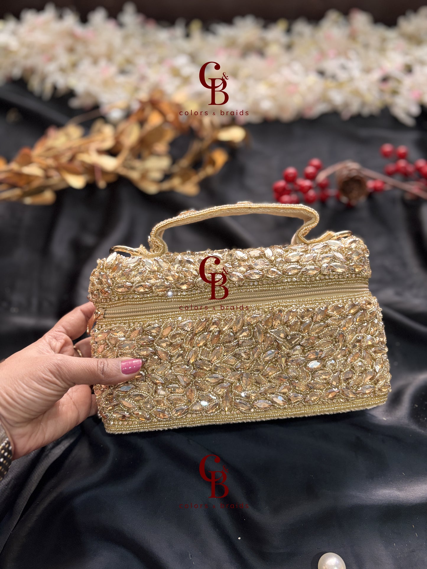 Zaria Crystal Zip Bag