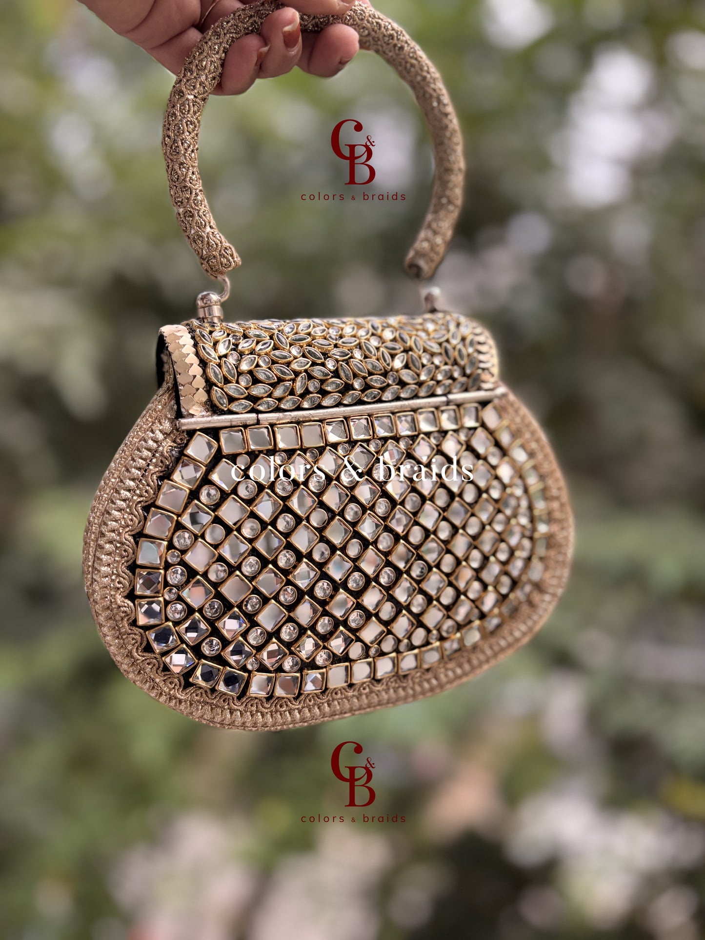 Rajgharana Brass Kundan Clutch