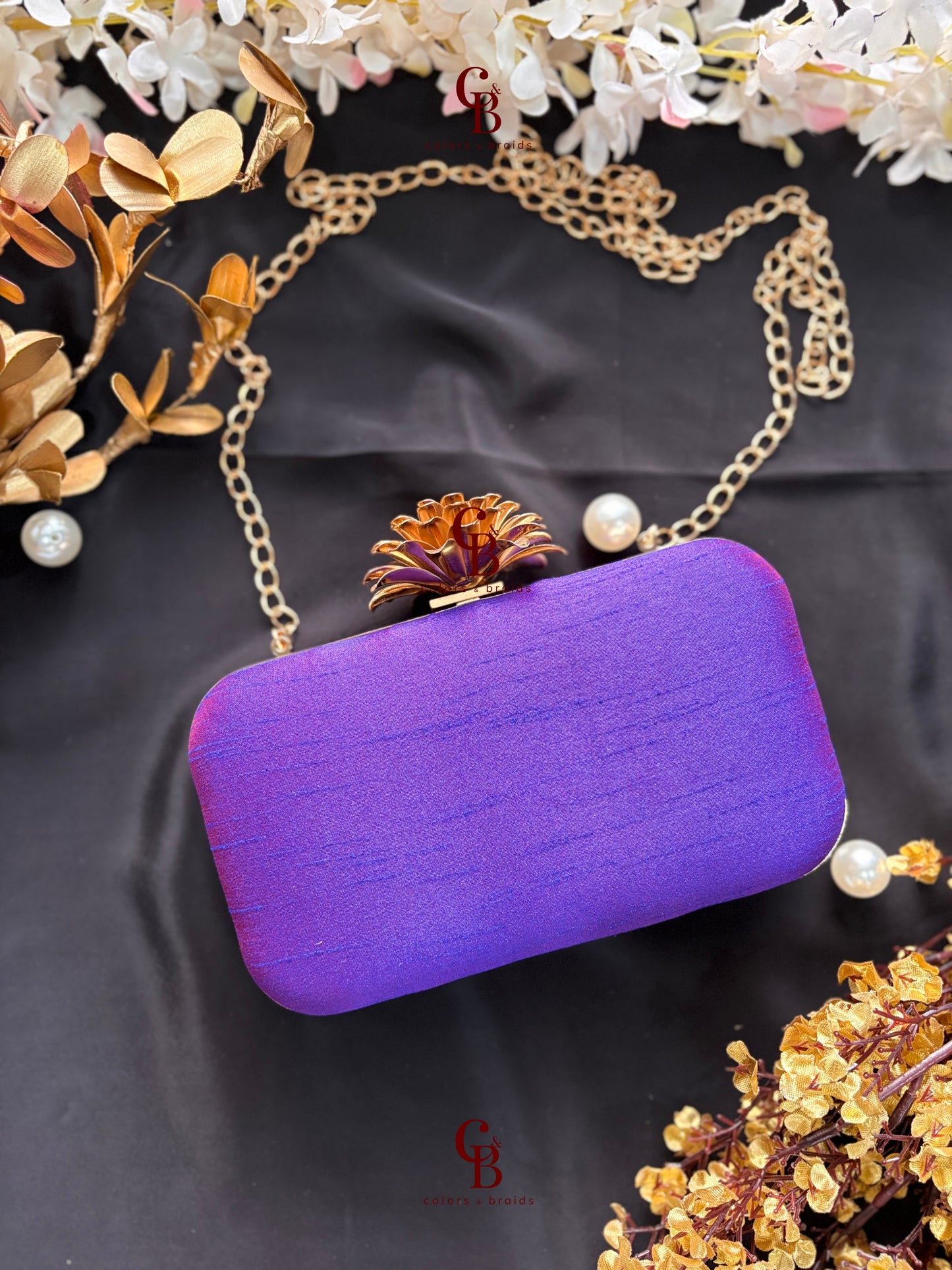 Maya Rectangle Clutch with Lotus lock