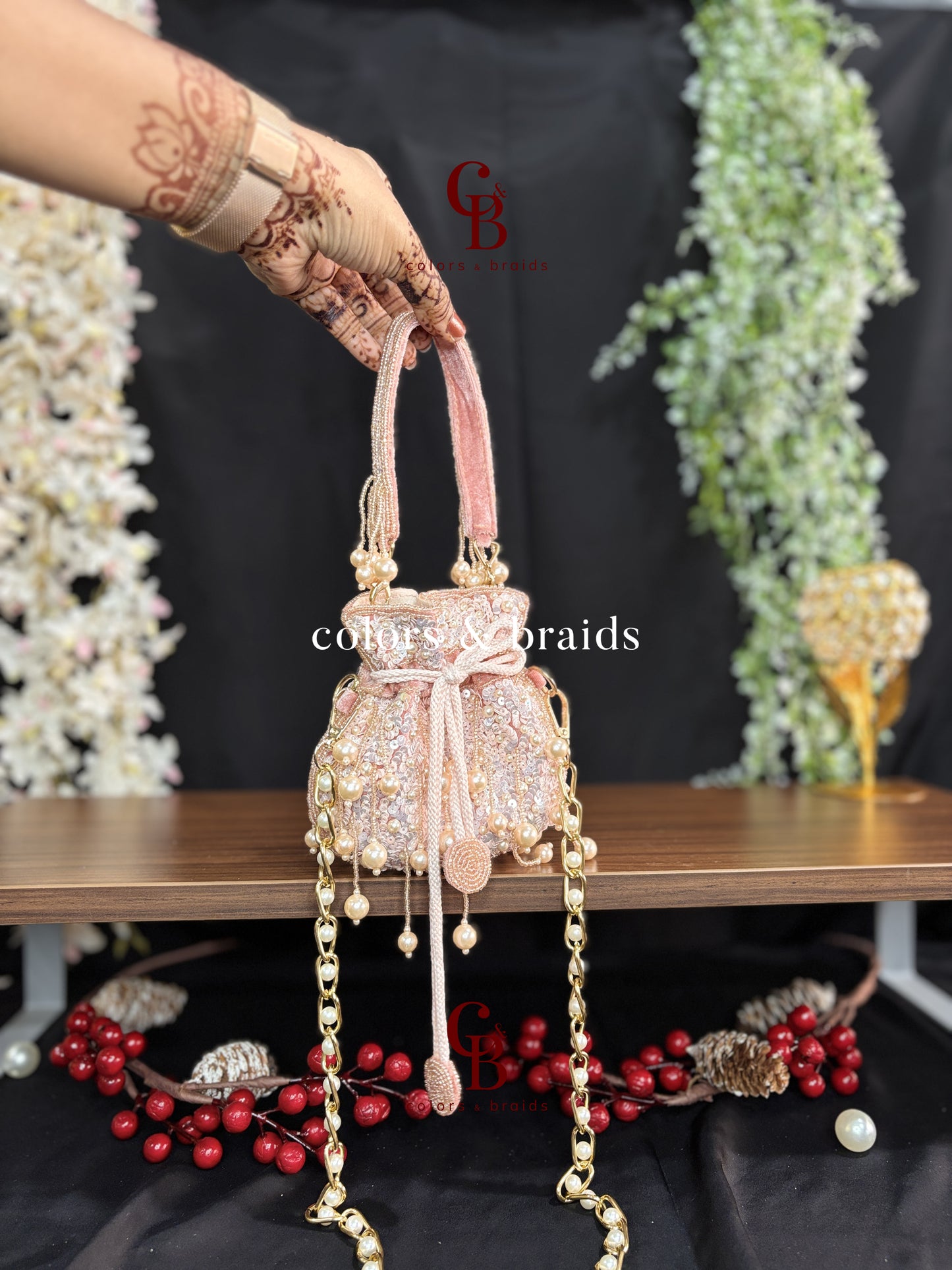 Sequin Pearl Mini Potli