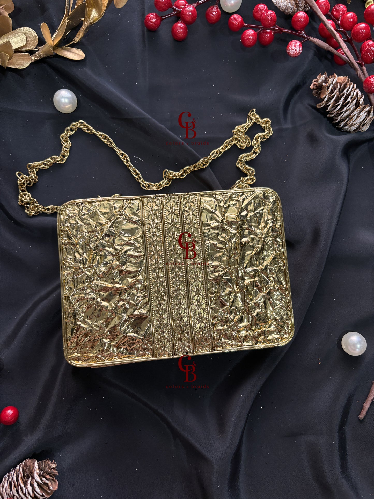 Urvashi Mother of Pearl Brass Clutch _ MOP Clutch