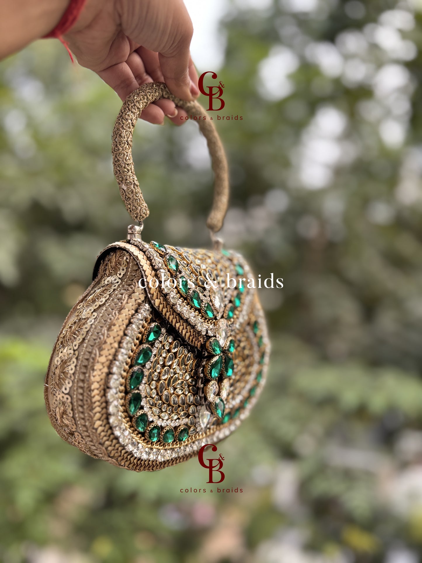 Rajgharana Brass Kundan Clutch