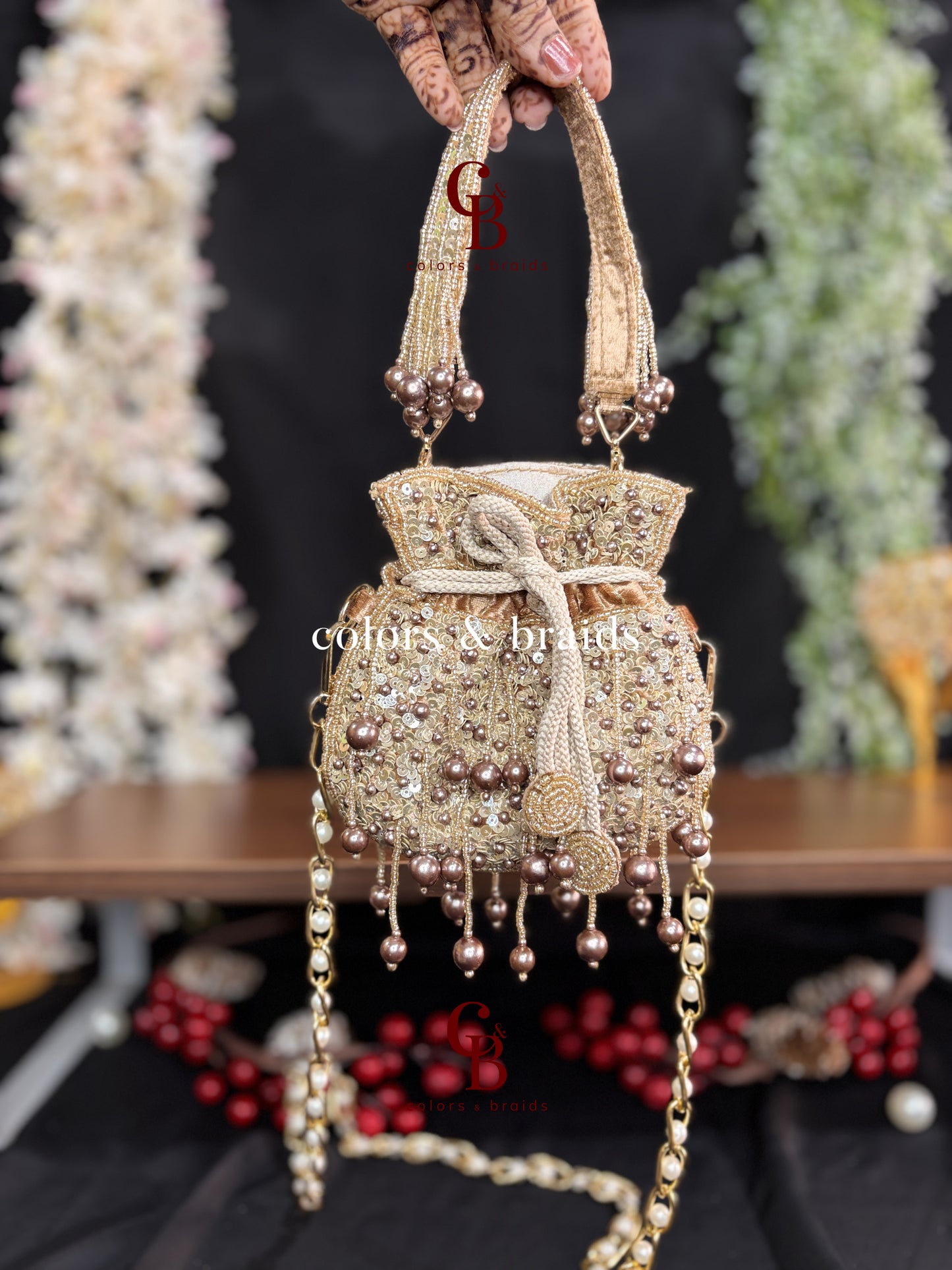 Sequin Pearl Mini Potli