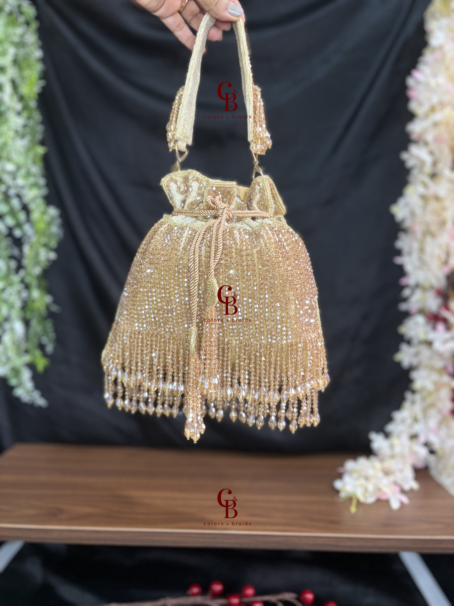 All over Crystal Droplets potli