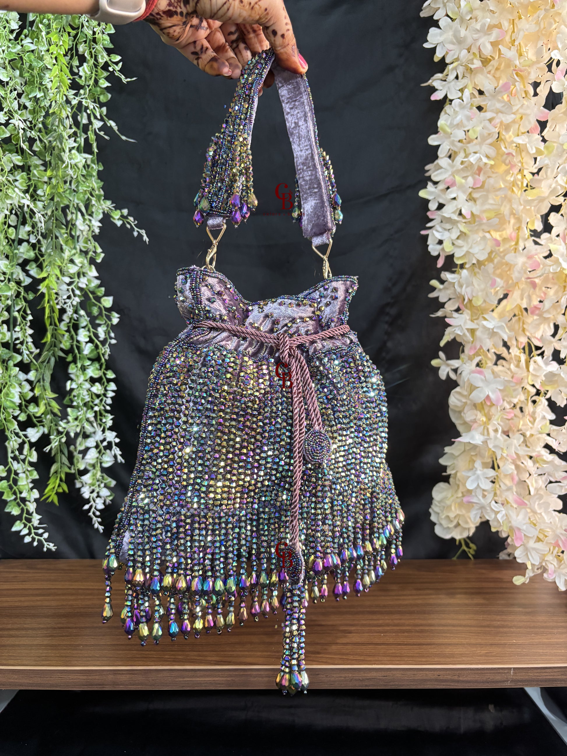 All over Crystal Droplets potli