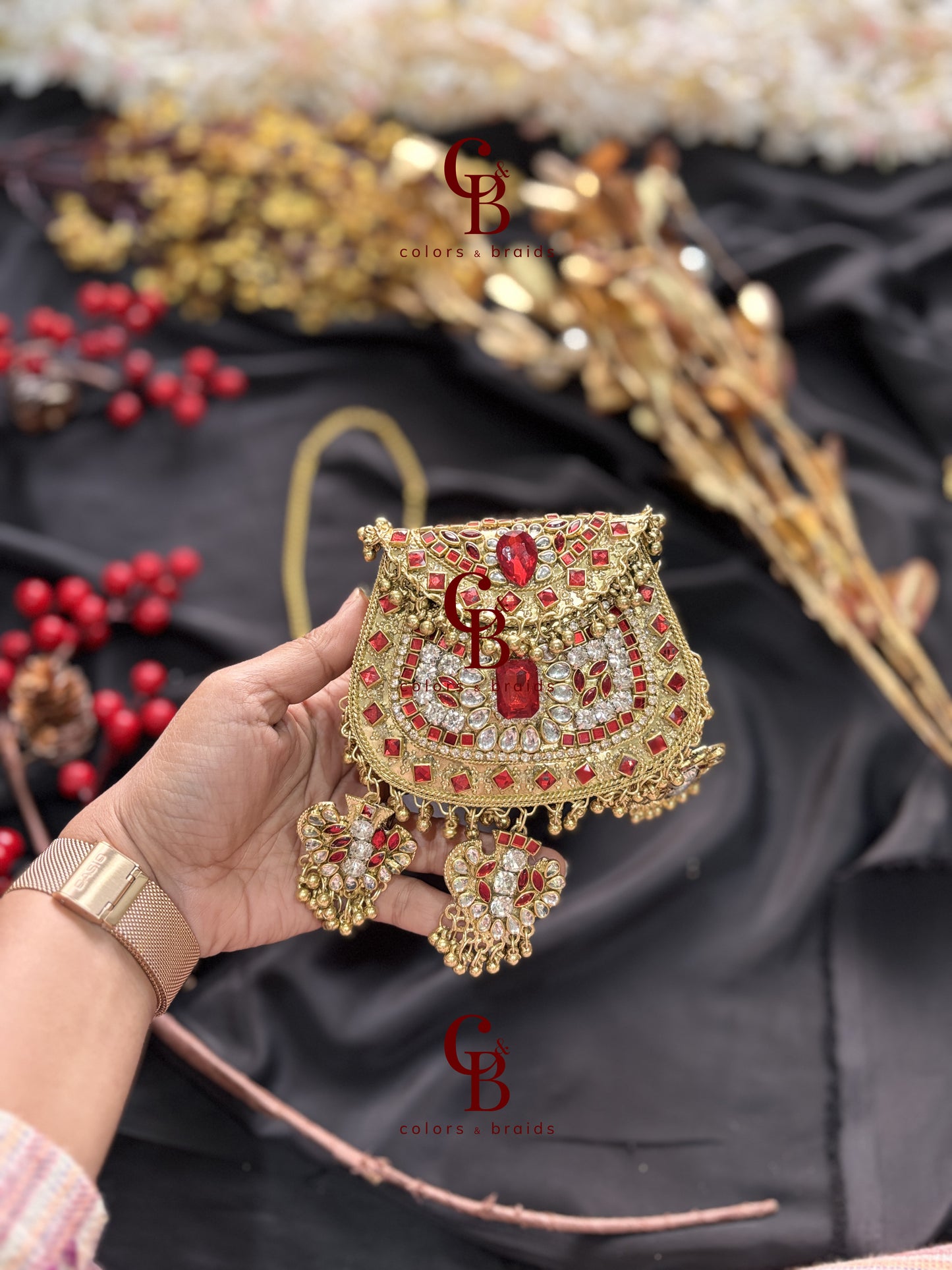 Maharani Ghungroo Kundan Clutch