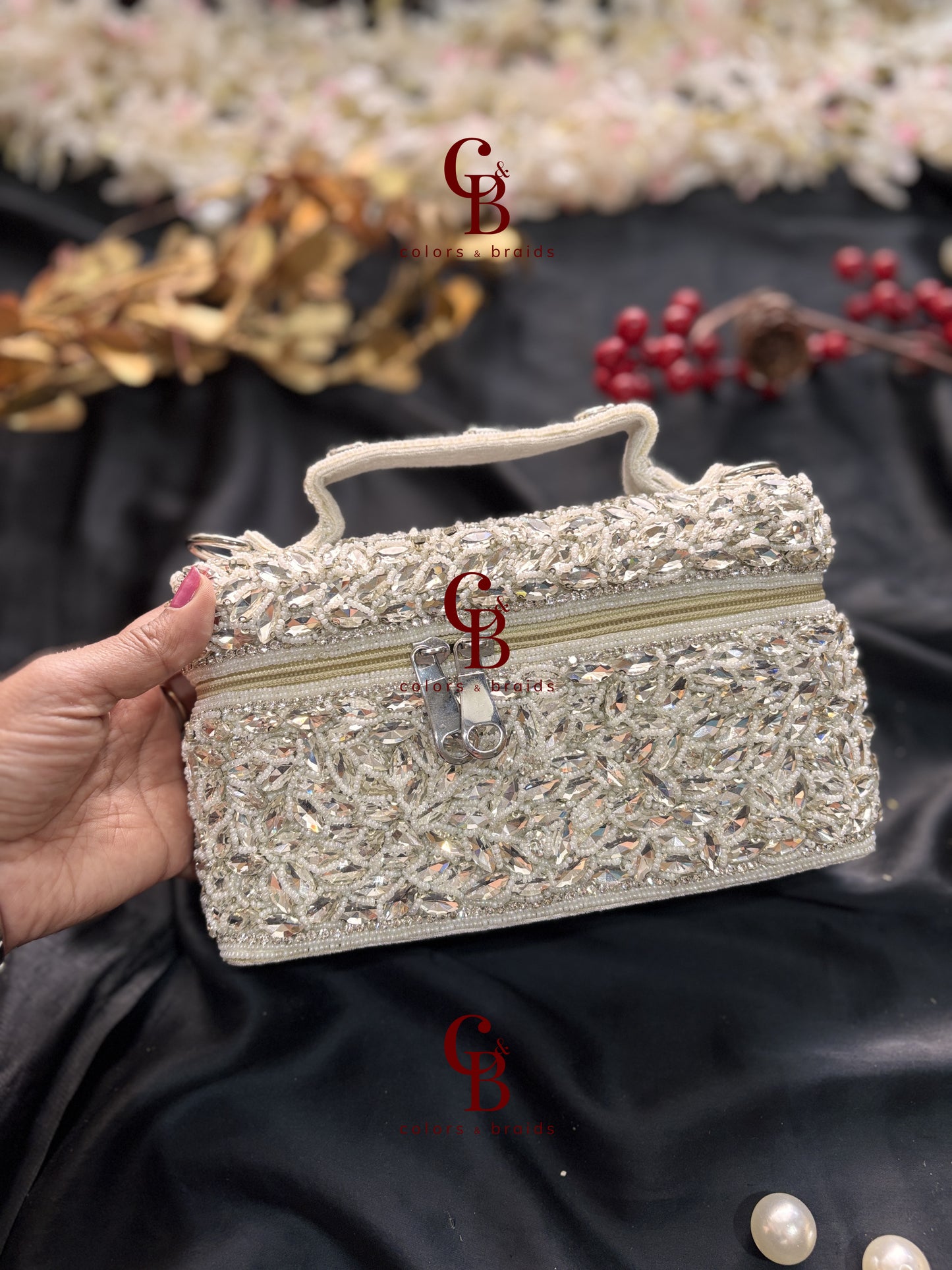 Zaria Crystal Zip Bag