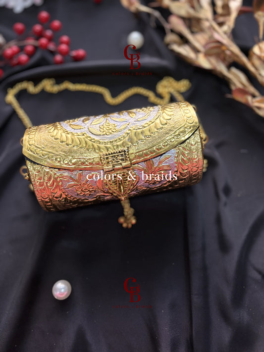 Tahira Gold Silver Mix Brass Clutch