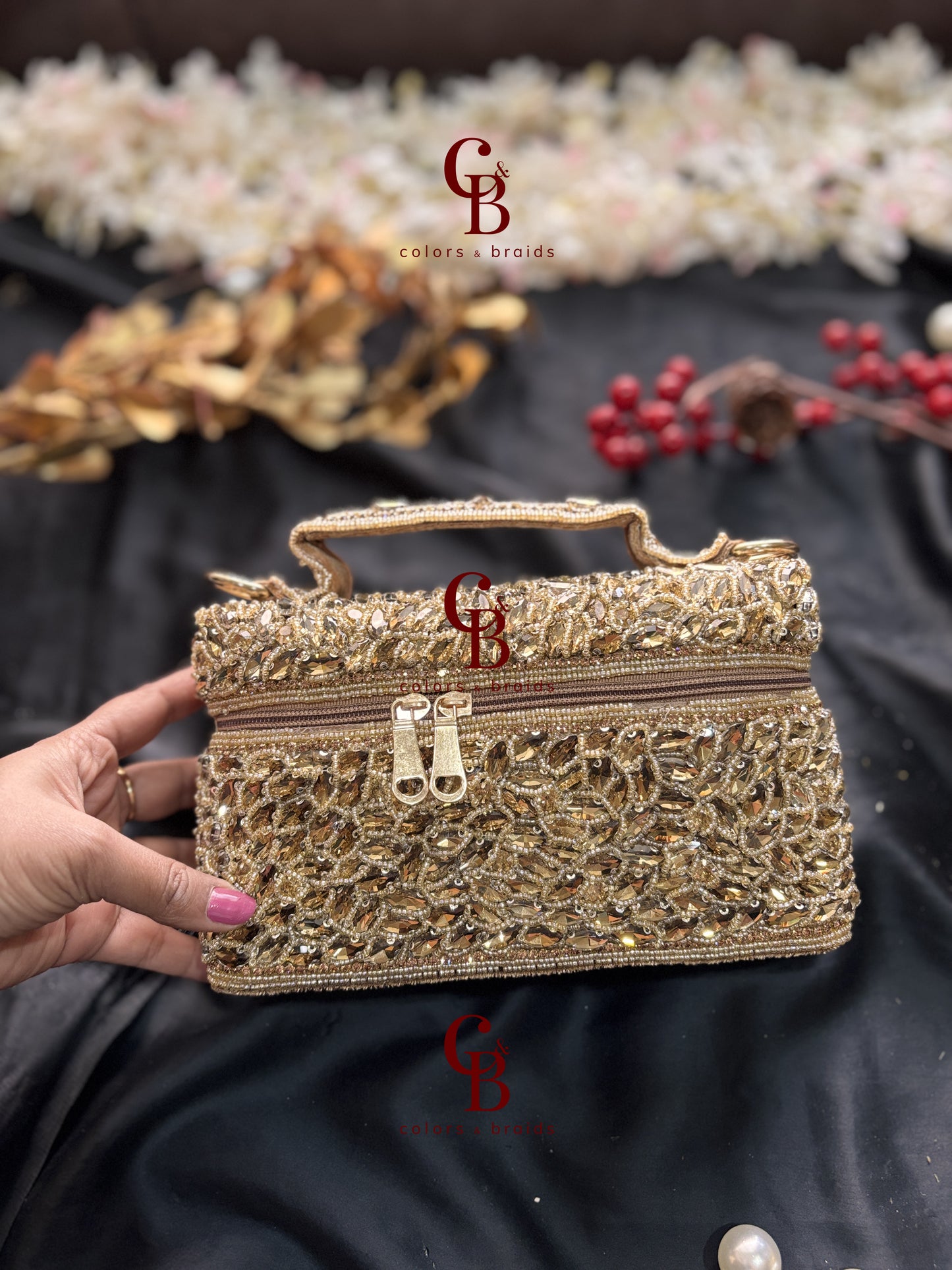 Zaria Crystal Zip Bag